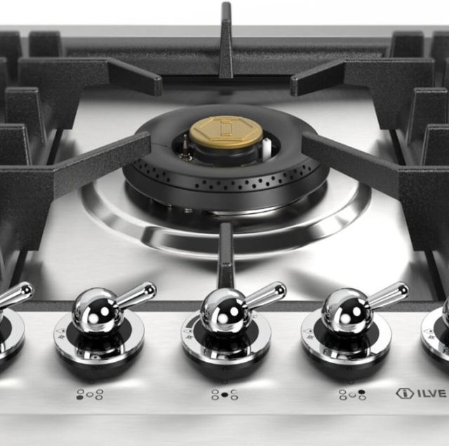 Ilve Nostalgie II 36” Stainless Steel Gas Cooktop with 5 Black Brass Burners-4