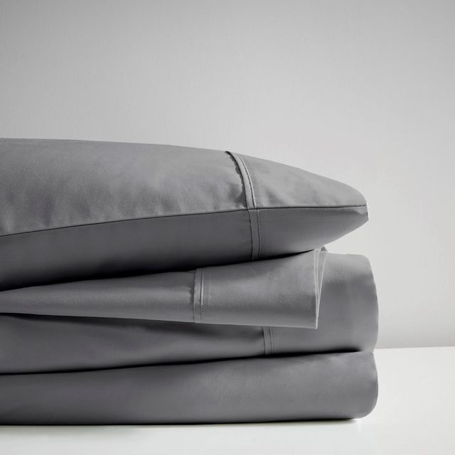 Olliix by Madison Park 500TC Egyptian Cotton Charcoal California King Anti-Microbial Sheet Set-1
