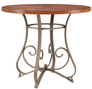 Powell® Hamilton Medium Cherry Gathering Table with Bronze/Matte Pewter Base