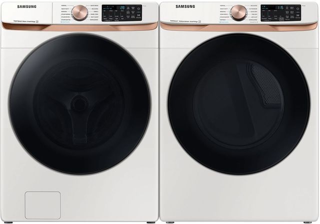 Samsung Ivory Front Load Washer & Electric Dryer Laundry Pair-0