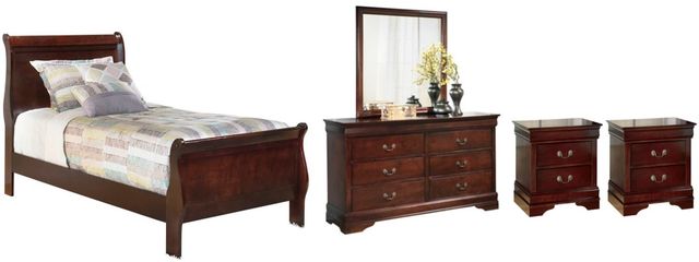 Signature Design by Ashley® Alisdair 5-Piece Dark Brown Twin Sleigh Bed Set-0