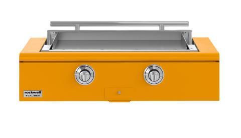 Caliber™ Rockwell Social 42" Saffron Built-In Natural Gas Outdoor Griddle with Polished Chrome Hardware-0