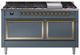 Ilve® Nostalgie II Noblesse 60'' Blue Gray Pro Style Dual Fuel Range with Brass Trim-0