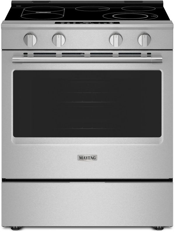 Maytag® 30" FingerPrint Resistant Stainless Steel Slide-In Glass-Top Electric Range with Grill Mode and No Preheat Air Fry