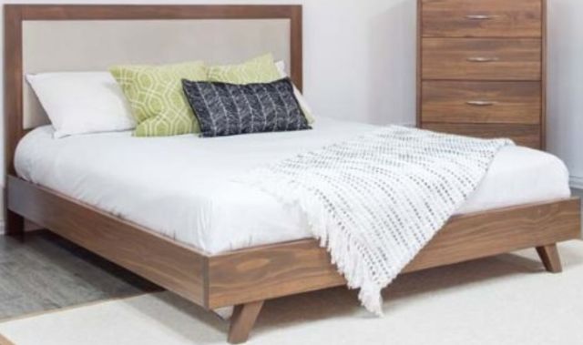 Mako Wood Furniture Brandon Brown Low Profile Queen Upholstered Panel Bed-0