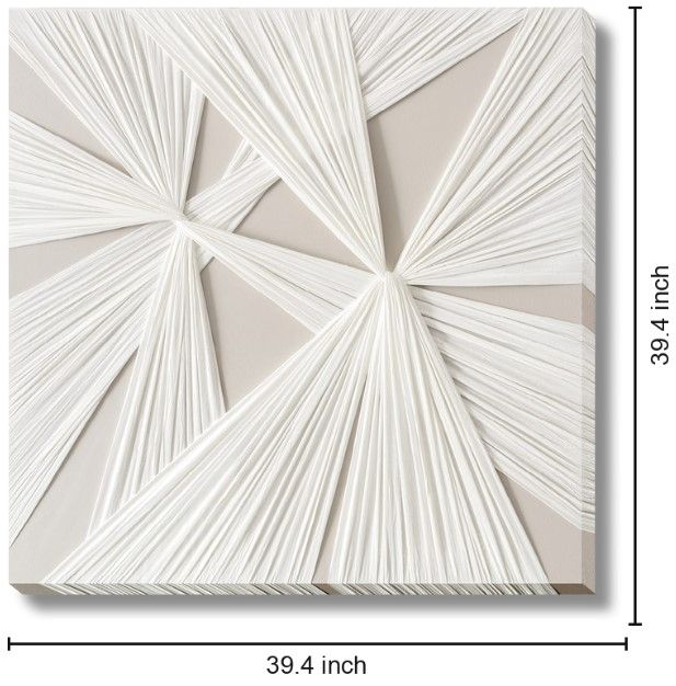 Classy Living Timeless Textured Luxe White Geo Canvas Wall Art-2