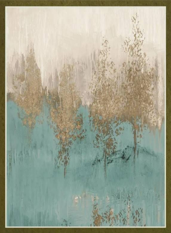 Classy Art Through the Gold Trees Abstract II by LanieLoreth Mirrored Frame Wall Art-1