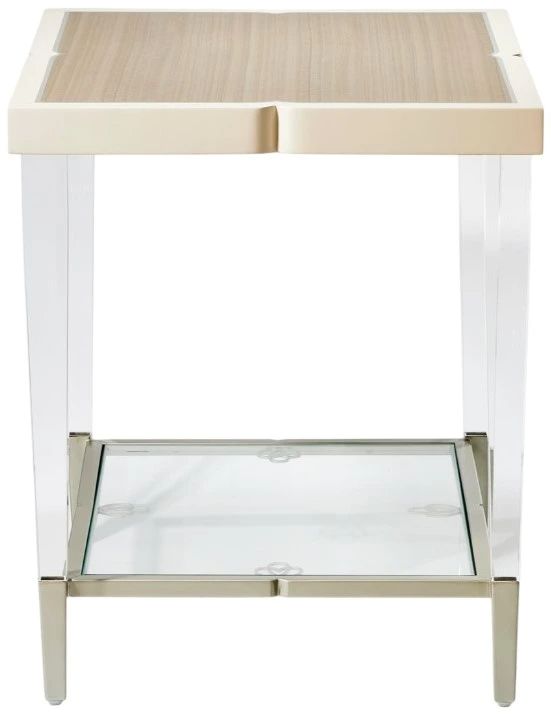Michael Amini® Camden Court™ Brown End Table with Clear/Platinum Base-3