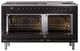 Ilve® Nostalgie II Noblesse 60'' Glossy Black Pro Style Dual Fuel Range with Burnished Trim-1