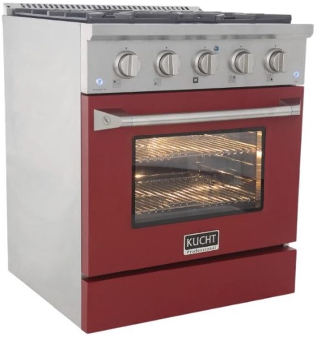 Kucht Professional KNG Series 30" Stainless Steel Pro Style Natural Gas Range with Red Door-3