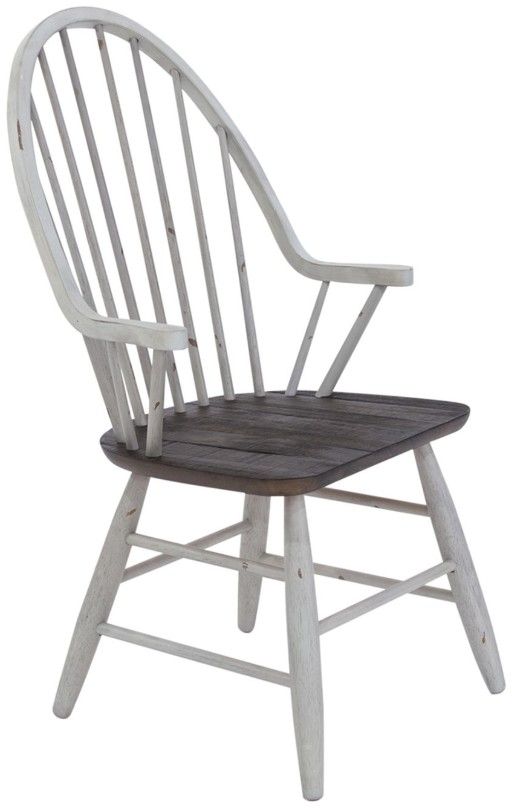 Liberty Furniture Farmhouse Brown/White Windsor Back Arm Chair-0