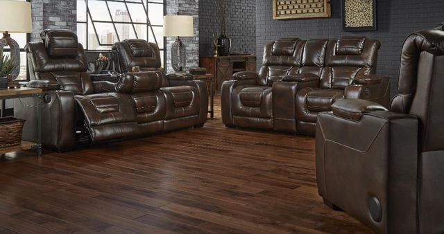 Corinthian Furniture Luke Brown Power Recliner with Power Headrest and Bluetooth Speaker-1