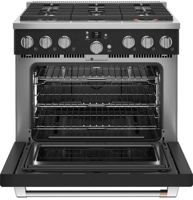 Café™ 36" Matte Black Pro Style Gas Range with 6 Burners-1