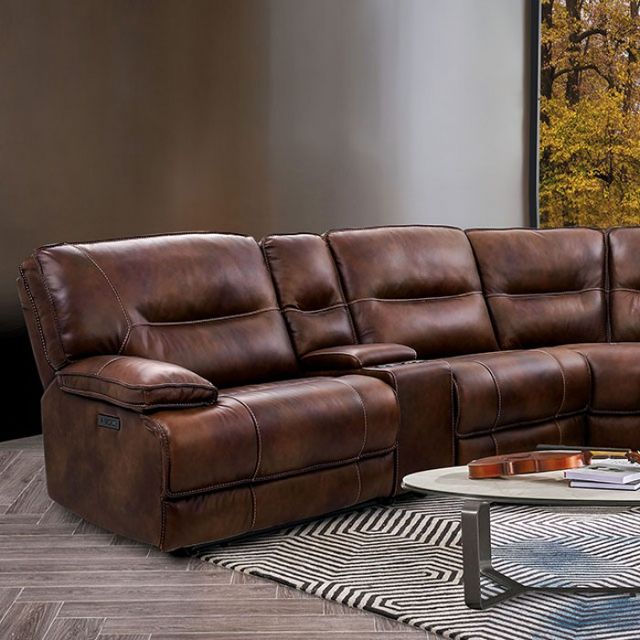 Furniture of America® Louella 7-Piece Brown Manual Reclining L-Shaped Sectional-3