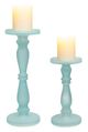 A & B Home 2-Piece Frosted Blue Pedestal Glass Candle Holder Set-2