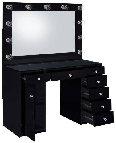 Coaster® Acena 2-Piece Black High Gloss Vanity Set-1