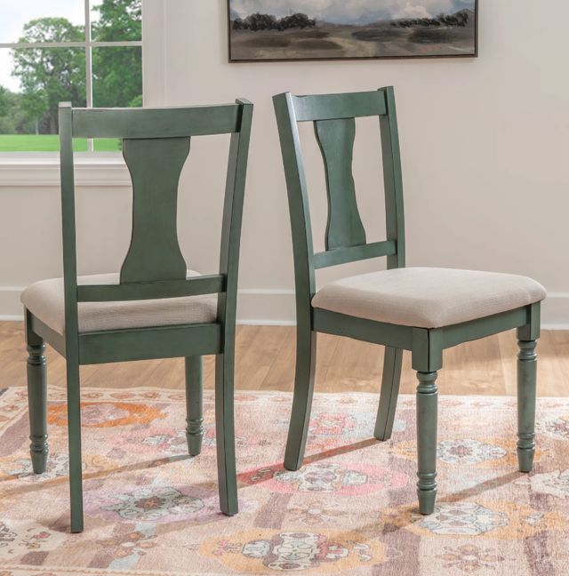 Powell® Willow Beige/Teal Blue Dining Side Chair-1