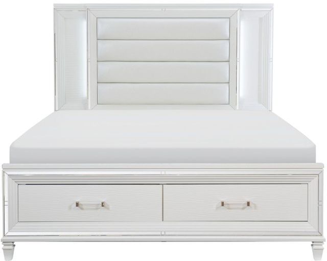Homelegance® Tasmin 4-Piece White Metallic Queen Platform Bed Set-2