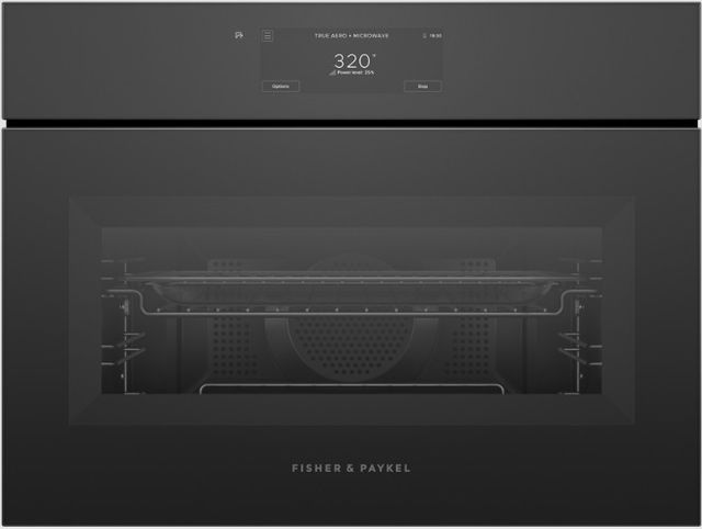 Fisher & Paykel Series 11 24” Black Glass Minimal Handleless Compact Convection Electric Speed Oven-0