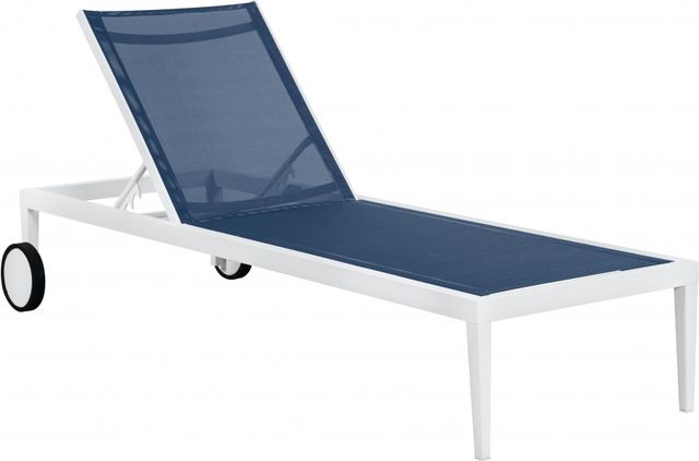 Meridian Furniture Nizuc Navy/White Outdoor Patio Adjustable Sun Chaise Lounge Chair-0