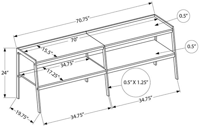 Monarch Specialties Inc. Black 72" Wood Grain TV Stand with Black Metal Frame-2
