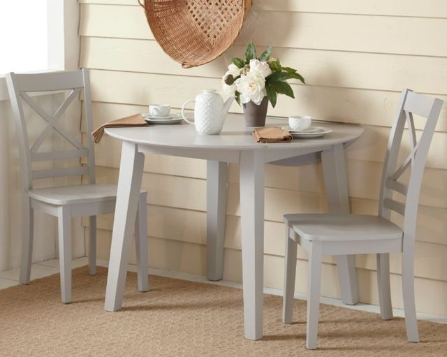 Jofran Inc. Simplicity Dove Gray Round Drop Leaf Dining Table-1