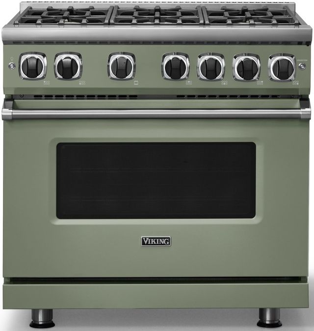 Viking® 7 Series 36" Eucalyptus Pro Style Liquid Propane Gas Range-2