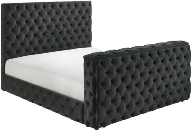 Crown Mark Josephine Black King Upholstered Panel Bed with TV Lift-0