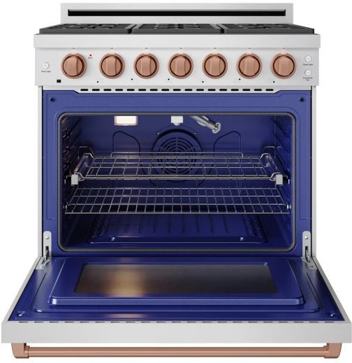 Thor Kitchen® Gordon Ramsay 36" Stainless Steel/Rose Gold Freestanding Pro Style Gas Range-1