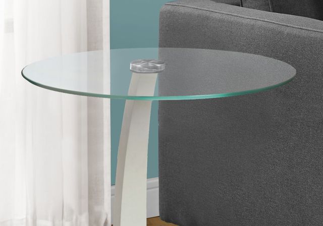 Monarch Specialties Inc. Tempered Glass Top Accent Table with White Bentwood Base-1