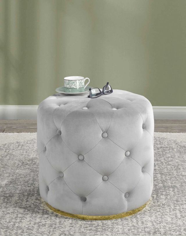 Brassex Inc. Grey Tufted Ottoman-1