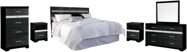 Signature Design by Ashley® Starberry 6-Piece Black King/California King Panel Headboard Bed Set-0