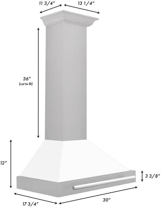 ZLINE 30" Fingerprint Resistant Satin Stainless Steel Convertible Wall Mount Range Hood with White Matte Shell and Stainless Steel Handle-1