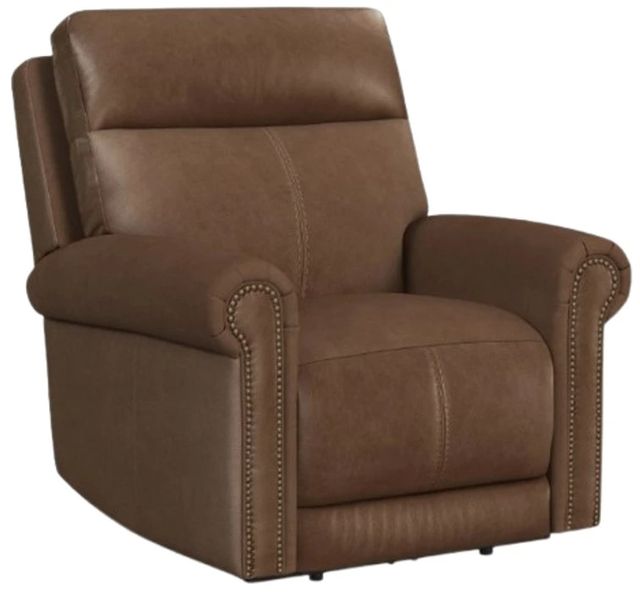 Flexsteel® Alexander Khaki Brown Leather Power Recliner with Power Headrest and Lumbar-0