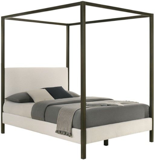 Coaster® Monroe Black/Vanilla Queen Upholstered Canopy Platform Bed