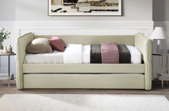 Bernards Trina Tan Upholstered Twin Trundle Bed-1