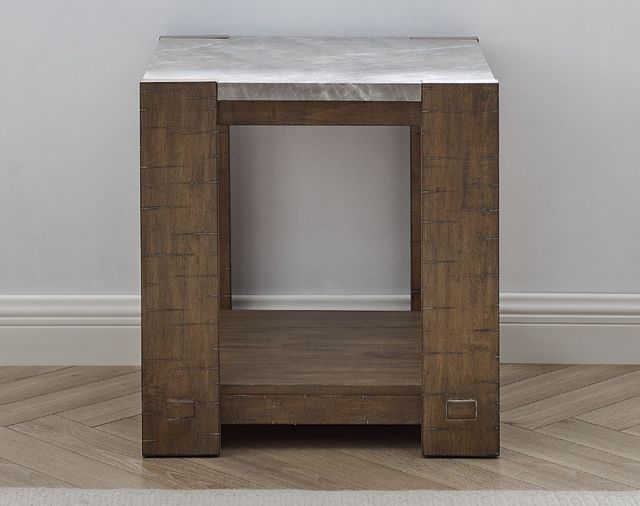 Steve Silver Co. Libby Gray End Table with Dusty Caramel Base-2