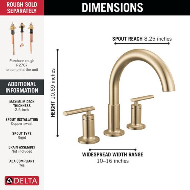 Delta Altado™ Roman Champagne Bronze Tub Trim-1