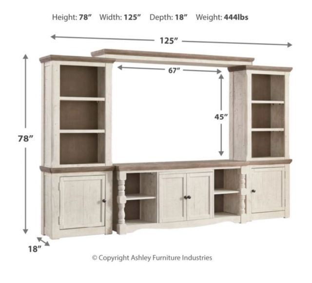 Signature Design by Ashley® Havalance 4-Piece Vintage White/Weathered Gray Entertainment Center-7