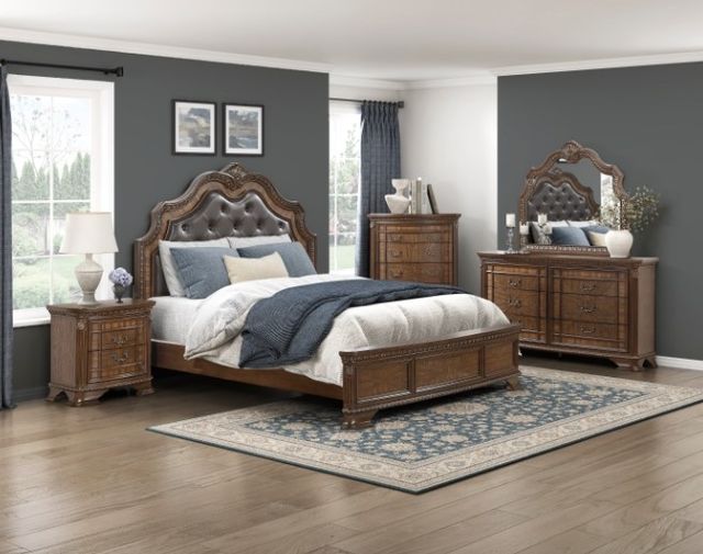 Homelegance® Bridgepoint Brown Queen Upholstered Panel Bed-1