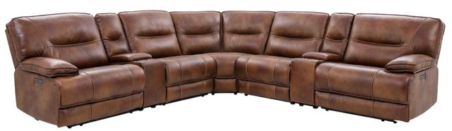 American Wholesale Furniture Morrocco 7-Piece Light Brown Curved Power Reclining Sectional-0