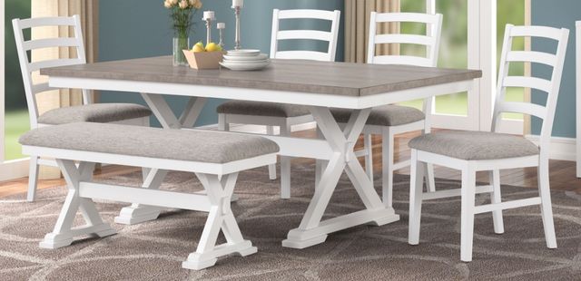 American Wholesale Furniture Brookside Grey/White Dining Bench-1