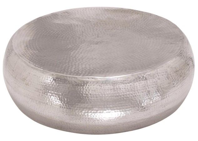 Deco Marche Silver Low Hammered Drum Coffee Table-1