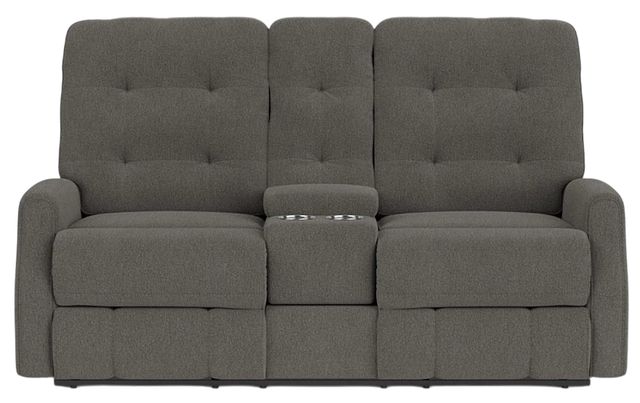 Flexsteel® Devon Coal Reclining Loveseat with Console-1