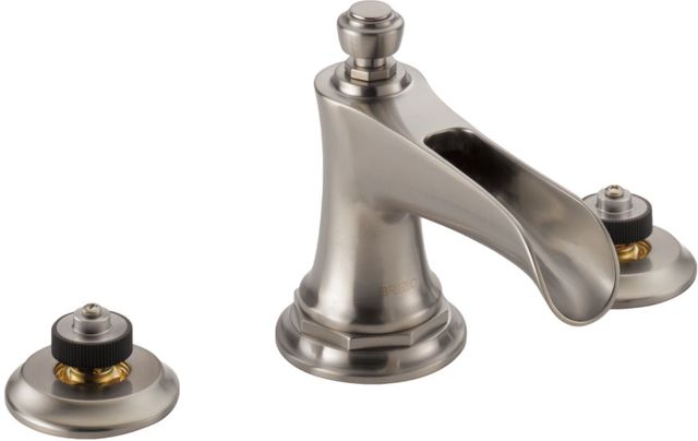 Brizo Rook® Brilliance® Luxe Nickel® 4" Widespread Lavatory Faucet with Channel Spout-0