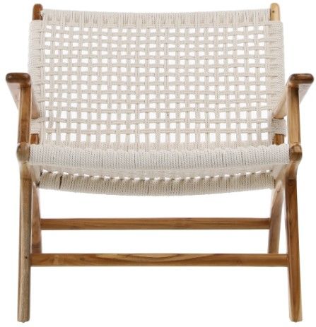 Dovetail Furniture Calvin Natural Stained/White Rope/Wooden Occasional Chair-1