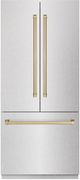 ZLINE Autograph Edition 36" 19.6 Cu. Ft. Satin Stainless Steel Built-In French Door Refrigerator with Champagne Bronze Accents-0