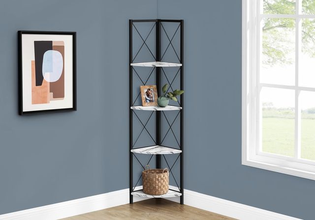 Monarch Specialties Inc. Black/White Marble Bookcase-2