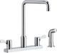 Elkay Chrome 8" Centerset Exposed Deck Mount Faucet with Arc Spout and 2.63" Lever Handles and Side Spray-0