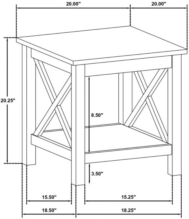 Coaster® Skyview White Square End Table with Shelf-4